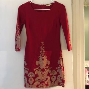 Gianni Bini Red Mid Sleeve Dress